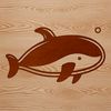 A simple line drawing of a smiling whale in a playful pose, suitable for digital and print use.