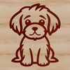 A simple line drawing of a cute dog sitting on its hind legs.