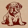 Bulldog Silhouette SVG Design A sitting bulldog breed of dog sitting on a background with a subtle texture.