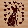 Cute Dog Clipart A small breed dog with a sweet expression, surrounded by love hearts.