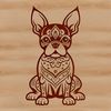 Friendly Furry Companion A sitting Boston Terrier breed dog with a neutral expression.