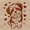 Sweet Havanese Dog Clip Art A small breed dog with a fluffy coat, sitting on its haunches, surrounded by heart symbols.