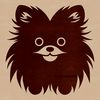 Vector graphic design of a Pomeranian sitting on its haunches.