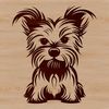 A small breed dog sitting on its haunches, depicted in vector format with clean lines and simple details.