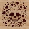 Sweet Skull Clip Art A skull design featuring love hearts, ideal for crafting and DIY projects.