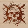 Skull Design with Thorns A detailed illustration of a skull with thorns, suitable as a tattoo design or stencil.