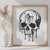 Gothic Skull Clip Art for Halloween Decorations A dark gothic skull with dripping details, perfect for Halloween decorations.