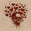 A stylized skull design featuring interlocking love hearts.