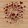 Love-Themed Skull Illustration A stylized illustration of a skull adorned with heart motifs.