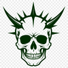 A stylized illustration of a Gothic skull, suitable for vector graphics and cutting machine projects.