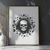A skull design featuring love hearts, suitable as a vector tattoo template.