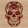 A detailed illustration of a skull designed as a tattoo art template.