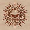 Vector Skull Artwork with Thorns A vector graphic representation of a skull with sharp, pointed thorns, ideal for use in crafting and design projects.