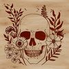 A detailed illustration of a skull with floral elements, suitable for Halloween-themed designs.