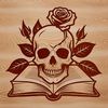 Intricate Gothic Skull Clip Art A detailed illustration of a Gothic-style skull with intricate details, suitable for crafting and design projects.