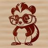Fun Cartoon Skunk in Glasses Vector Art A cartoon skunk wearing glasses stands on four legs, depicted in vector form.
