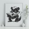 Wild Skunk Reading Illustration A wild animal Skunk reading a book in a stylized vector illustration.