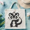 Black and White Striped Character Design An illustration of a skunk with a distinctive black and white striped body.