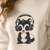 Furry Music Lover SVG Design A cartoon skunk wearing headphones as it looks directly at the viewer.