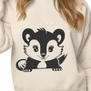 Cute SVG Animal Artwork A small wild skunk peeking out from behind some foliage, created as a vector art illustration.