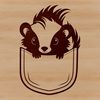 Detailed black and white striped wildlife illustration A detailed illustration of a wild skunk with a distinctive black and white striped pattern.