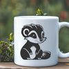 Black and White Striped Skunk Design A close-up illustration of a skunk's face with distinctive black and white stripes.