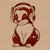 Cute Skunk Wearing Headphones SVG A simple illustration of a skunk animal with headphones on its head.