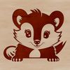 Whimsical Wildwood Creature A stylized illustration of a skunk peeking out from behind a tree, designed as vector art.