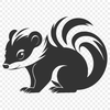 Striped Critter Illustration An illustration of a skunk, a small mammal known for its distinctive scent and striped fur.
