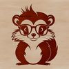 Adorable Skunk in Glasses Cartoon A cartoon skunk character wearing round glasses, created as a vector graphic for digital use.