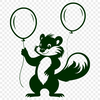 Cute Stencil Design - Skunk Animal A black-and-white illustration of a wild skunk animal with distinctive markings.