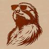Sloth wearing sunglasses on its head, illustrated in vector style.