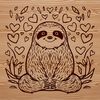 SVG illustration of a sloth with love hearts, ideal for vector design projects