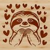 A sloth illustrated with heart symbols surrounding its body, suitable for vector graphics.