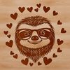 Loveable Sloth Cartoon Icon A cartoon sloth with heart symbols on its head, suitable for digital and print applications.