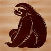 A simple illustration of a sloth hanging from a tree branch, suitable for use as a vector design in various formats.
