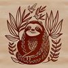 A slow-moving sloth in a tree, created as an editable vector image.