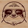 An illustration of a sloth wearing sunglasses.
