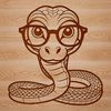 Snake Silhouette with Specs A reptile wearing eyeglasses in a simple vector design.