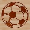 Sporty Soccer Ball Design SVG A digital representation of a standard football with black panels and white accents.