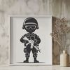 Military Portrait Vector Art A detailed illustration of a man in military uniform, ideal for vector art designs.