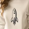 Metallic Rocket Design SVG File A 2D illustration of a futuristic spaceship with sleek lines and metallic details, ideal for graphic design projects.
