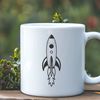 Rocket Ship Clip Art Vector Graphics A digital illustration of a futuristic spaceship designed as vector art for cutting machines and laser cutters.