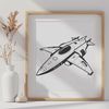 Detailed Space Vessel SVG Image A detailed, vector illustration of a futuristic spaceship in space, suitable for digital cutting machines and laser cutters.