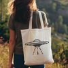 Flying Saucer SVG Artwork Detailed SVG design of a UFO flying through the cosmos with stars and galaxies in the background.