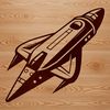 Free SVG Space Ship Illustration SVG illustration of a futuristic spaceship in space, suitable for cutting machines like Cricut or laser cutters.