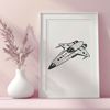 Futuristic Space Cruiser Illustration A detailed illustration of a futuristic spaceship soaring through space with stars and planets in the background.