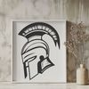 Greek Warrior Icon A detailed illustration of a Spartan warrior wearing a traditional Greek helmet.