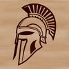 Ancient Spartan Fighter SVG Design A detailed vector illustration of a classical Greek warrior, wearing a distinctive helmet and equipped with shield and spear.