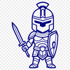 Traditional Warrior Illustration A detailed illustration of an ancient Greek warrior, showcasing traditional armor and attire.
